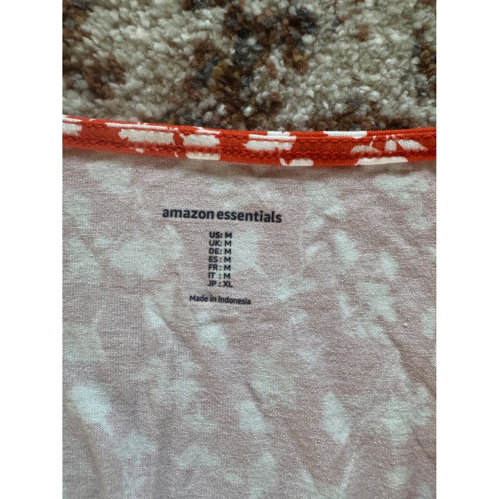 Amazon‎ Essentials Womens Orange Floral V-Neck Empire Waist Dress Size M NEW - Picture 2 of 12